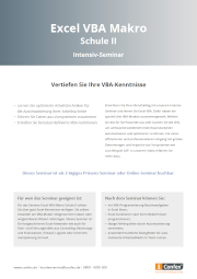 Deckblatt der Infobroschüre: Excel VBA Makro Schule II